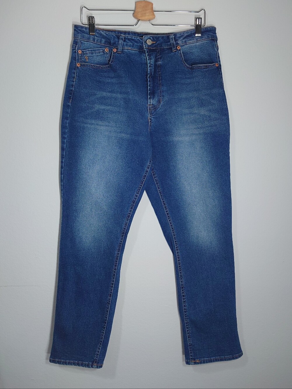 Frye High Rise Straight Leg Jeans Women's Size 12/31 Blue Stretch Denim
